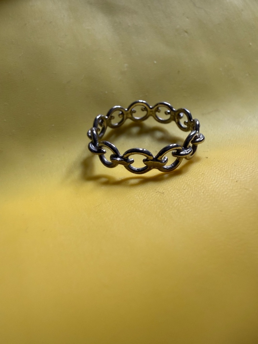 Sz 5 Silver tone Chain Link Ring - Classic Linked Design